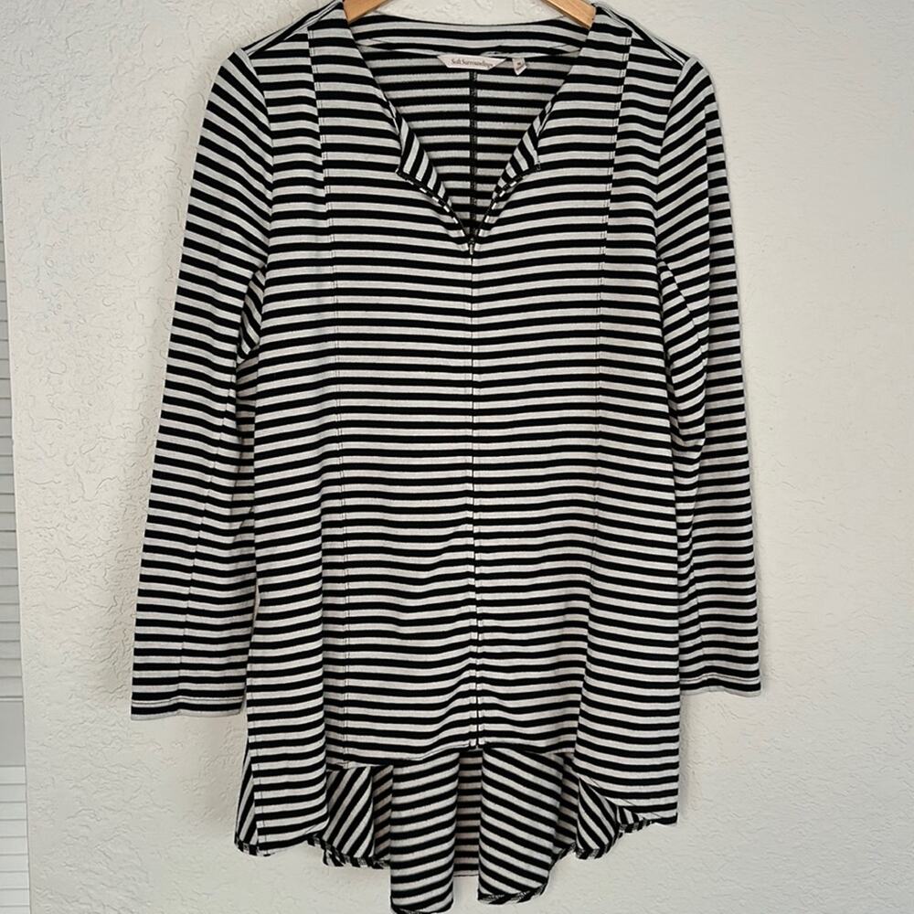 Soft Surroundings Calista Jacket Full Zip Stripe 2AY07 Nautical Coastal Vacation